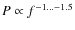 $P\propto f^{-1...-1.5}$