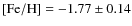 $\rm [Fe/H] = -1.77\pm 0.14$