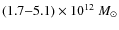 $(1.7{-}5.1) \times 10^{12}~M_{\odot}$