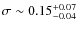 $\sigma \sim 0.15^{+0.07}_{-0.04}$