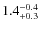 $\rm 1.4^{-0.4}_{+0.3}$