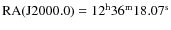 ${\rm RA}({\rm J2000.0})= \rm 12^{h}36^{m}18.07^{s}$