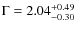 $\Gamma=2.04^{+0.49}_{-0.30}$