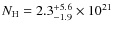 $N_{\rm H}=2.3^{+5.6}_{-1.9}\times10^{21}$