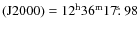 $\rm (J2000) = 12^{\rm h} 36^{\rm m} 17\hbox{$.\!\!^{\rm s}$ }98$