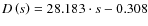 $D\left(s\right)=28.183\cdot s - 0.308$