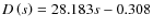 $D\left (s\right )=28.183s-0.308$