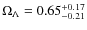 $\Omega_\Lambda = 0.65_{-0.21}^{+0.17}$