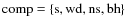 ${\rm comp}=\{{\rm s, wd, ns, bh}\}$