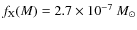$f_{\rm X}(M) = 2.7 \times 10^{-7}~ M_{\odot}$