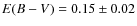 $E(B-V)=0.15 \pm 0.02$