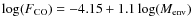 $\log(F_{\rm {CO}}) = -4.15 + 1.1 \log (M_{\rm {env}})$