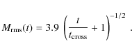 \begin{displaymath}M_{\rm rms}(t) = 3.9~\left(\frac{t}{t_{\rm cross}}+1\right)^{-1/2}~.
\end{displaymath}