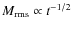 $M_{\rm rms}\propto t^{-1/2}$