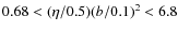$0.68 < (\eta /0.5) (b/0.1)^2 < 6.8$