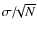$\sigma/\!\!\sqrt{N}$