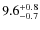 $ 9.6 _{\rm - 0.7 }^{+ 0.8 }$
