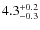 $ 4.3 _{\rm - 0.3 }^{+ 0.2 }$