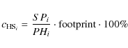 \begin{eqnarray*}c_{{\rm HS}_{i}} = \frac{SP_{i}}{PH_{i}}\cdot {\rm footprint}
\cdot 100\%
\end{eqnarray*}