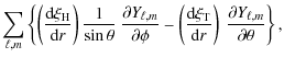 $\displaystyle \displaystyle\sum_{\ell,m} \left\{\left( \frac {\textrm{d} \xi_{\...
...textrm{d} r} \right) ~
\frac {\partial Y_{\ell,m} } {\partial \theta} \right\},$