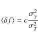 \begin{displaymath}\langle \delta f\rangle=c\frac{\sigma^2_{\gamma}}{\sigma^2_{T}}
\end{displaymath}