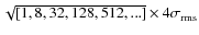 $\sqrt {[1,8, 32, 128, 512,...]} \times 4\sigma _{{\rm rms}}$