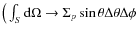 $\big(\int_{S}{\rm d}\Omega\rightarrow\Sigma_{p}
\sin\theta\Delta\theta\Delta\phi$