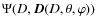 $\Psi(D,{\vec D}{(D, \theta, \varphi}))$