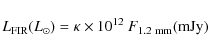 \begin{displaymath}L_{\rm FIR}(L_{\odot})=\kappa\times10^{12}~F_{\rm 1.2~mm}({\rm mJy})
\end{displaymath}