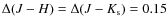 $\Delta(J-H)={\Delta(J-K_{\rm s})}=0.15$