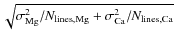 $\sqrt {\sigma _{\rm Mg}^2/N_{\rm lines, Mg} + \sigma _{\rm Ca}^2/N_{\rm lines, Ca}}$