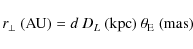 \begin{displaymath}r_\perp~({\rm AU})=d~D_L~({\rm kpc})~\theta_{\rm E}~({\rm mas})
\end{displaymath}