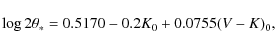 \begin{displaymath}\log{2\theta_*}=0.5170-0.2K_0+0.0755(V-K)_0,
\vspace*{-3mm}
\end{displaymath}