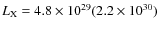 $L_{\rm X} = 4.8 \times 10^{29} (2.2 \times 10^{30})$