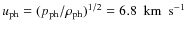 $u_{{\rm ph}} = (p_{{\rm ph}}/\rho_{{\rm ph}})^{1/2} = 6.8~~\mbox{km}~~{\rm s}^{-1}$