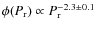 $\phi(P_{\rm r}) \propto P_{\rm r}^{-2.3\pm0.1}$