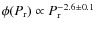 $\phi(P_{\rm r}) \propto P_{\rm
r}^{-2.6 \pm 0.1}$
