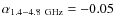 $\alpha_{1.4{-}4.8~{\rm GHz}}= -0.05$