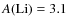 $A({\rm Li})= 3.1$