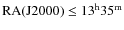 ${\rm RA(J2000)} \leq 13^{\rm h}35^{\rm m}$