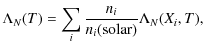 $\displaystyle \Lambda_N(T)=\sum_i \frac{n_i}{n_i ({\rm solar})} \Lambda_N(X_i,T),$