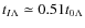 $t_{I\Lambda}\simeq 0.51t_{0\Lambda}$