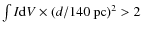 $\int I{\rm d}V \times (d/140~{\rm pc})^2 >2$