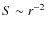 $S\sim r^{-2}$