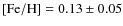 $\rm [Fe/H]=0.13\pm0.05$