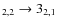 $_{2,2}\to 3_{2,1}$