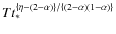 $T t_*^{\left\{ \eta - (2-\alpha) \right\}/\{(2-\alpha)(1-\alpha)\}}$