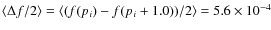 $\langle \Delta f/2\rangle = \langle (f(p_i)-f(p_i+1.0))/2\rangle = 5.6\times 10^{-4}$