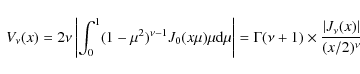 \begin{displaymath}\begin{array}{l}
V_{\nu}(x) = \displaystyle2 \nu \left\vert \...
...1) \times \frac{\vert J_{\nu}(x)\vert}{(x/2)^{\nu}}
\end{array}\end{displaymath}
