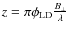 $ z = \pi \phi_{\rm LD} \frac{B_{\perp}}{\lambda}$
